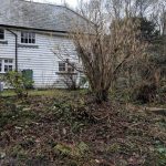 Country cottage garden mid-renovation