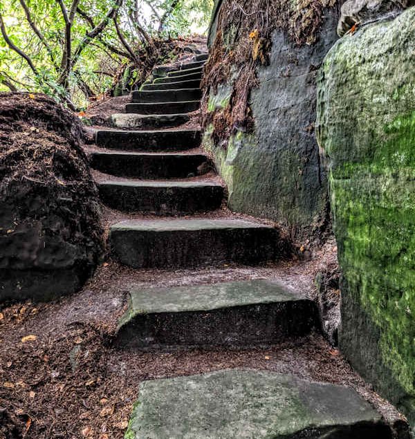 Stone stairs after leaves cleared